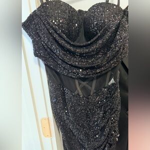 Black Sequin Draped Bustier Evening Dress size medium
summerhaus bybeach bunny